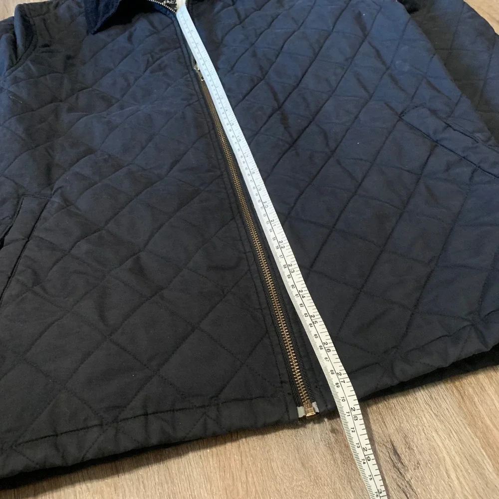 J.Crew Mercantile quilted chore jacket w/ corduroy collar in black - small mens